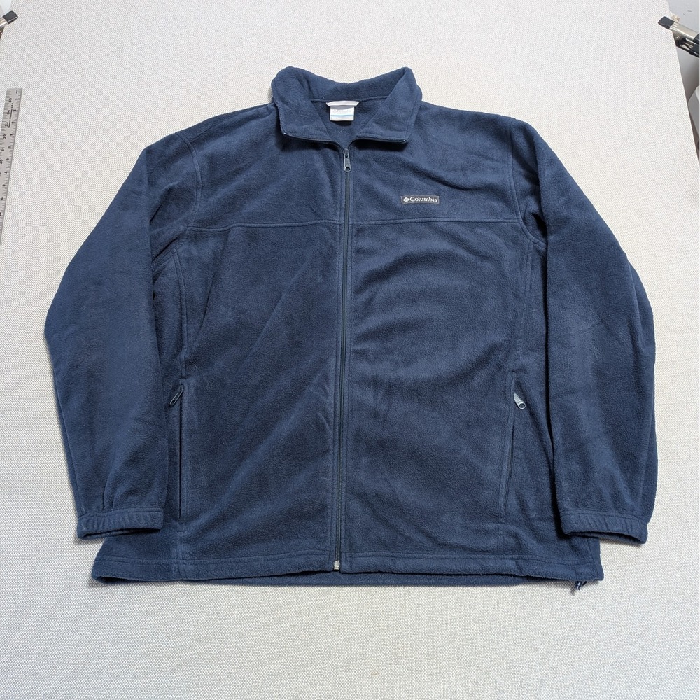 Columbia Men's 2XL Navy Blue Full Zip Fleece Jacket Activewear Outdoors